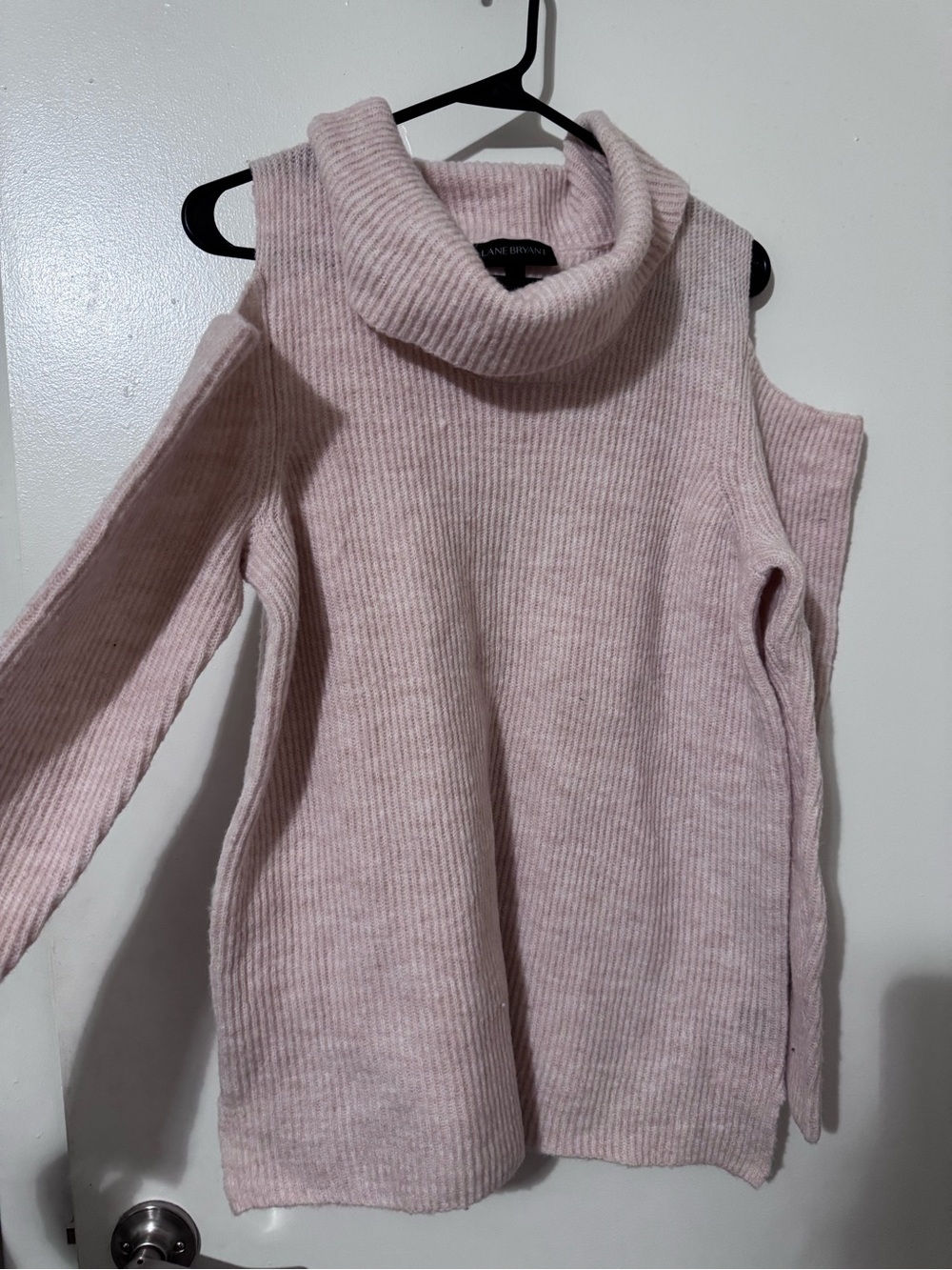 Lane Bryant Light Pink Cold-Shoulder Turtleneck Sweater